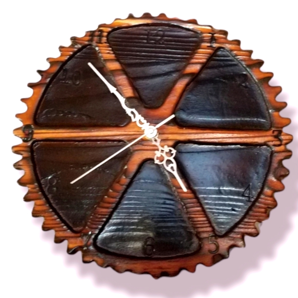 Shou sugi ban Japanese wood burned gear clock